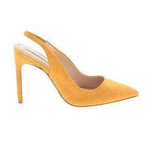 Yellow suede sling back heels from Zara